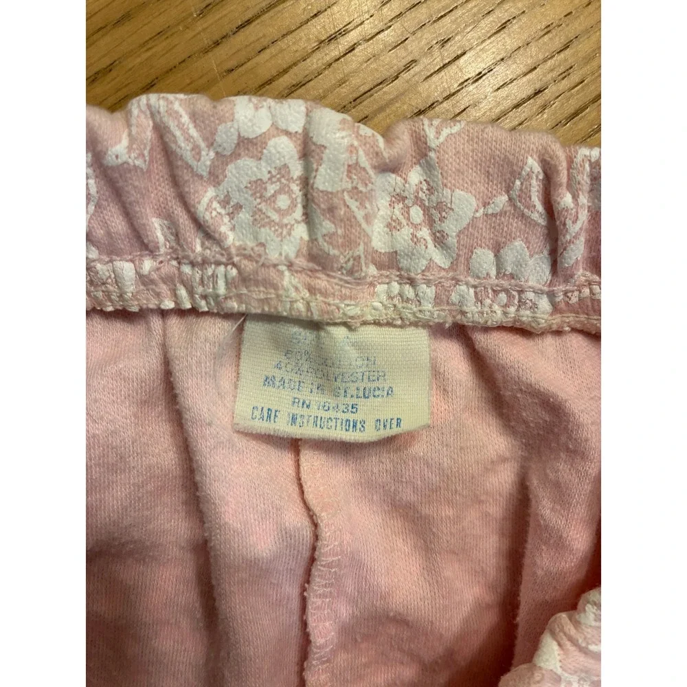 Young Hearts Girls Pink Floral Lace Print Ruffle Bows Outfit Size 6 Vintage